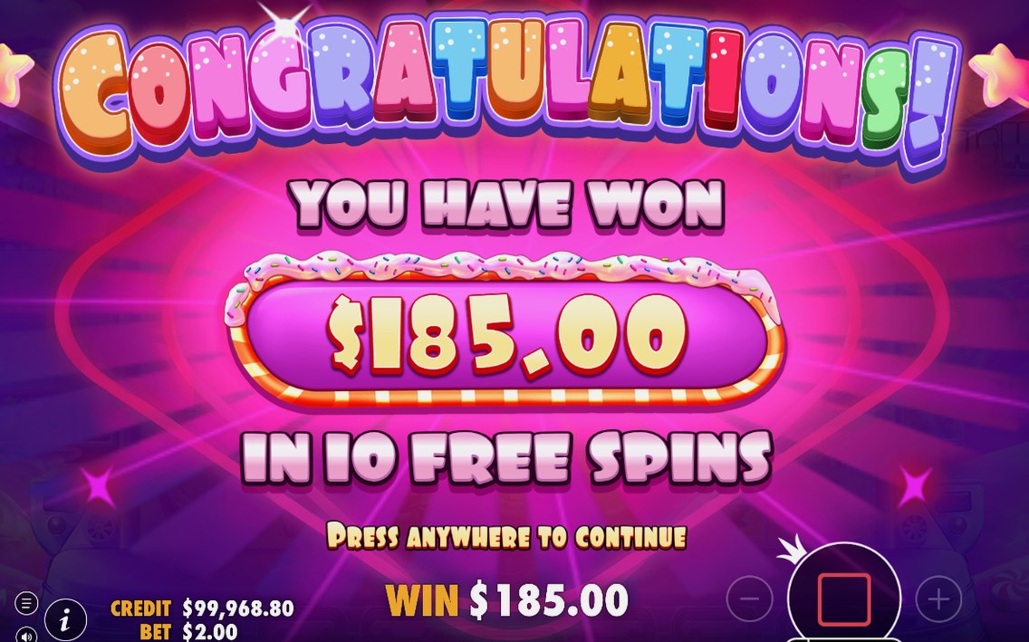 Round-total screen showing the CREDIT balance after free spins