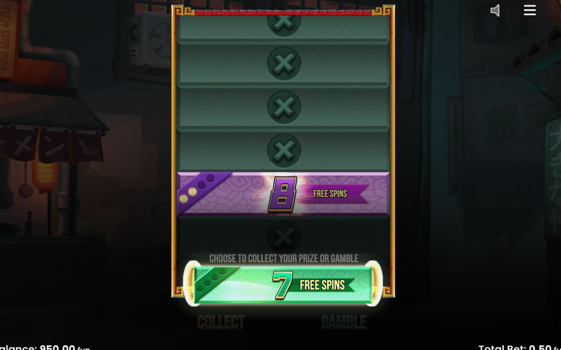 Free Spins start screen showing the spin count